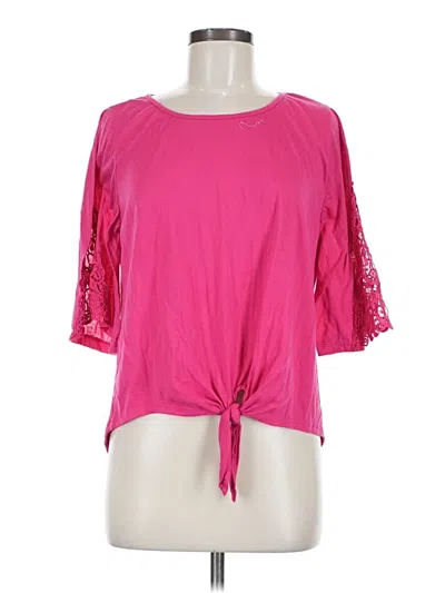 Pre-owned New York Laundry 3/4 Sleeve T-shirt In Pink