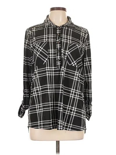 Pre-owned New York Laundry Long Sleeve Blouse In Black