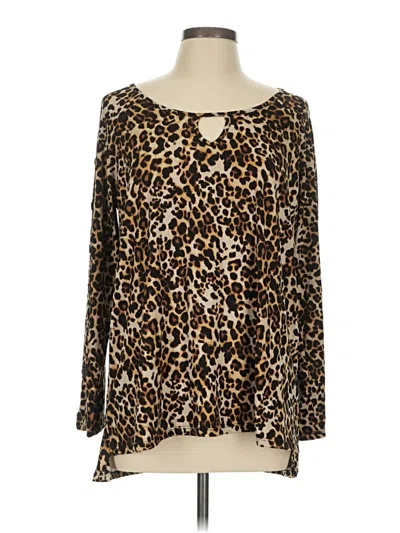 Pre-owned New York Laundry Long Sleeve Blouse In Brown