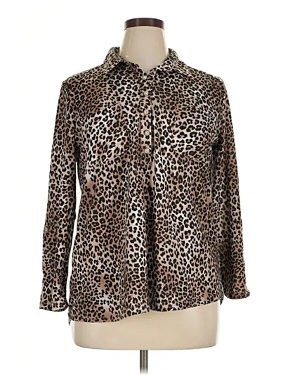 Pre-owned New York Laundry Long Sleeve Blouse In Brown