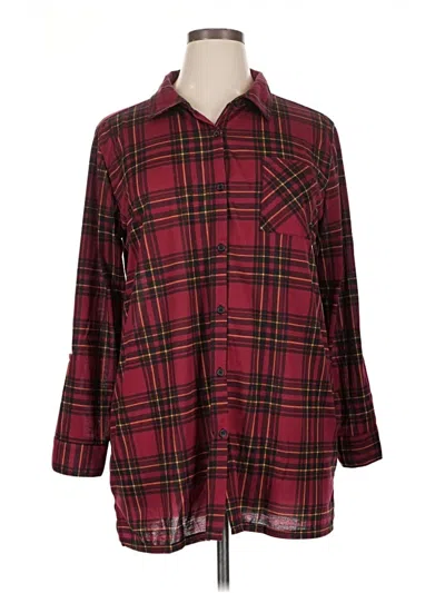 Pre-owned New York Laundry Long Sleeve Blouse In Burgundy