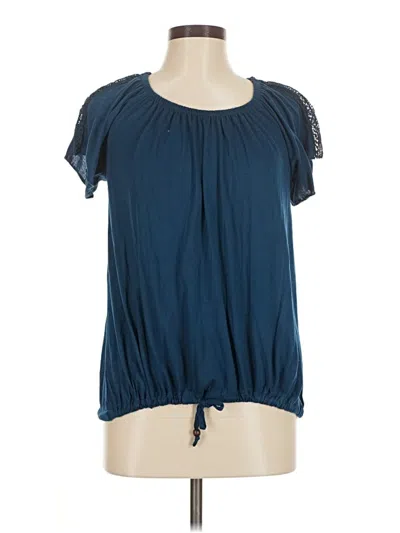 Pre-owned New York Laundry Short Sleeve Blouse In Blue