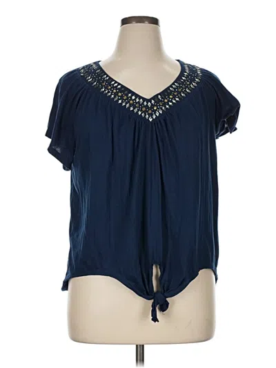 Pre-owned New York Laundry Short Sleeve Blouse In Blue