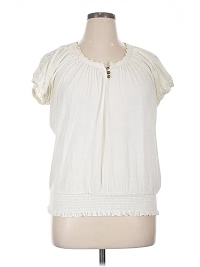 Pre-owned New York Laundry Short Sleeve Blouse In Ivory