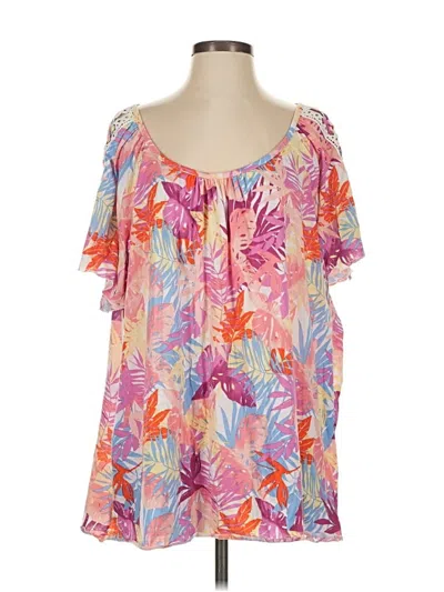 Pre-owned New York Laundry Short Sleeve Blouse In Pink