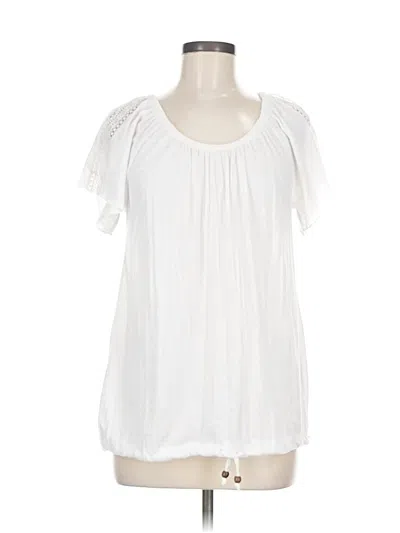 Pre-owned New York Laundry Short Sleeve Blouse In White