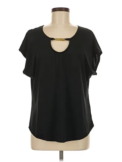 Pre-owned New York Laundry Short Sleeve Top Black Keyhole Neckline Tops