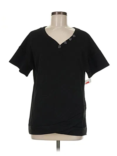Pre-owned New York Laundry Short Sleeve Top Black V-neck Tops