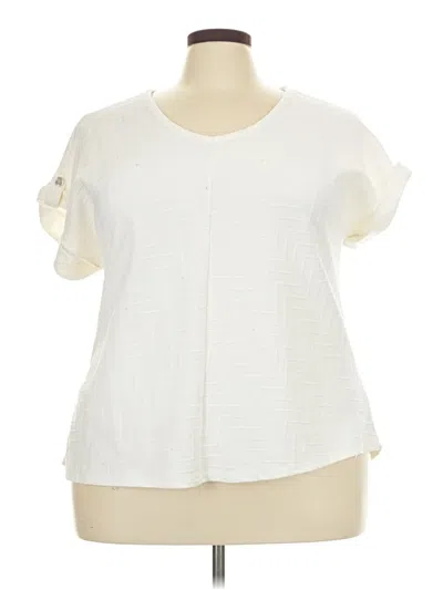 Pre-owned New York Laundry Short Sleeve Top Ivory V Neck Tops In White