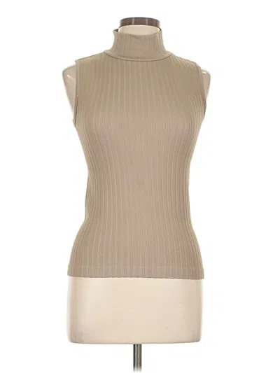 Pre-owned New York Laundry Short Sleeve Turtleneck In Tan