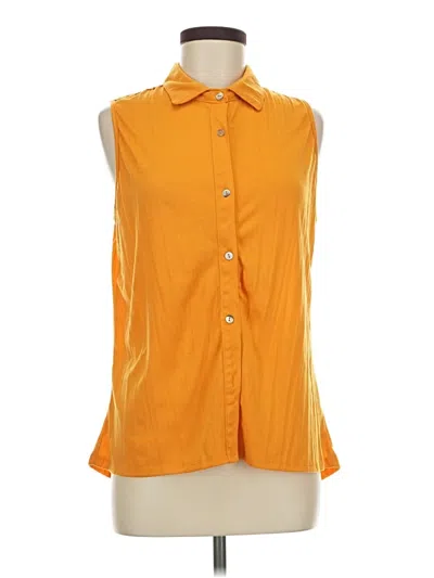 Pre-owned New York Laundry Sleeveless Button Down Shirt In Orange