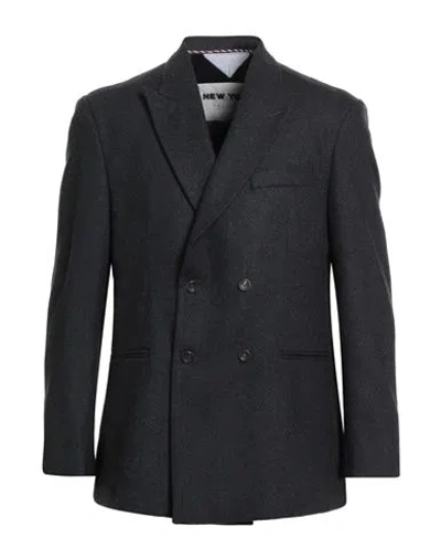 New York Resident Man Blazer Charcoal Size 42 Wool, Polyester In Gray