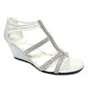New York Transit Baguette Sandals Womens White Strappy Wedge Heel Gal1981 In White