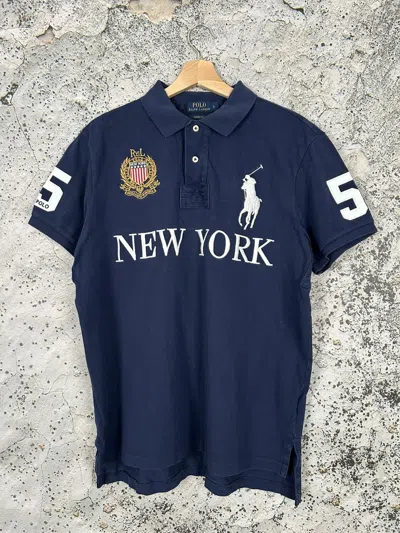 Pre-owned New York X Polo Ralph Lauren Vintage Polo Ralph Laurent New York Tee Spellout Rugby Y2k In Navy