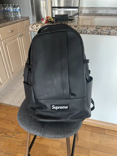 Pre-owned New York X Supreme Leather Backpack Black