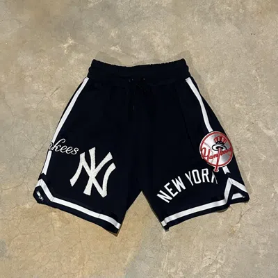 Pre-owned New York Yankees X Pro Standard Vintage New York Yankees Patched Mlb Shorts Baggy Cyber In Blue