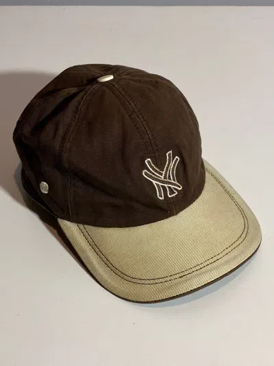Pre-owned New York Yankees X Vintage 90's New York Yankees Hype Y2k Streetwear Brown Cap