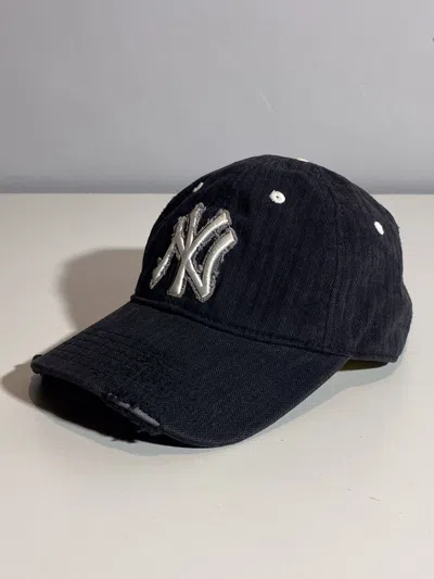 Pre-owned New York Yankees X Vintage Y2k New Era Yankees Distressed Style Cap In Black