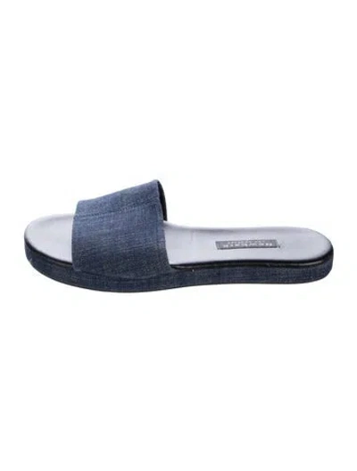 Pre-owned Newbark Denim Slides In Blue