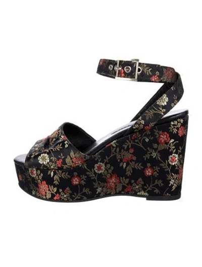 Pre-owned Newbark Flora Print Cutout Accent Sandals In Blue