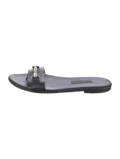 Pre-owned Newbark Leather Slides In Black