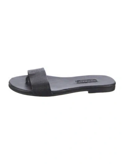 Pre-owned Newbark Leather Slides In Black