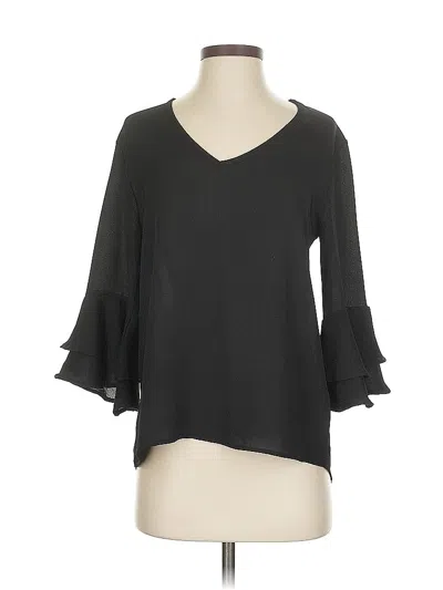 Pre-owned Newbury Kustom 3/4 Sleeve Blouse In Black