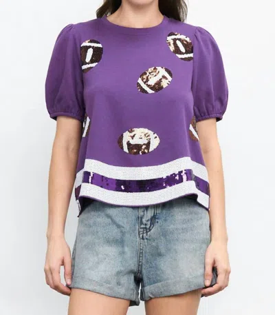 Newbury Kustom Game Day Sequin Football Tee In Purple