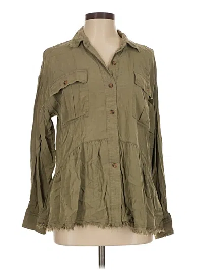 Pre-owned Newbury Kustom Long Sleeve Blouse In Green