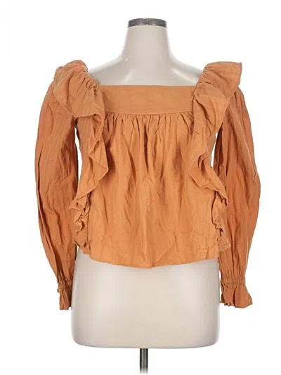 Pre-owned Newbury Kustom Long Sleeve Blouse In Orange