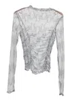 Newbury Kustom Ruched Mesh Long Sleeve Top In Gray