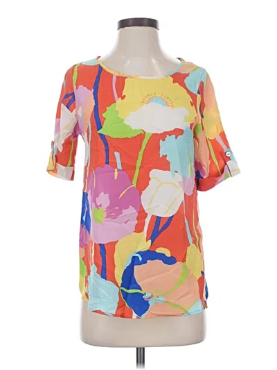 Pre-owned Newbury Kustom Short Sleeve Blouse In Orange