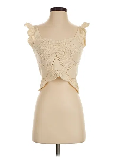 Pre-owned Newbury Kustom Tank Top Ivory Strapless Neckline Tops