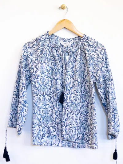 Newday Originals Women's Arianna Print Gathered Blouse In Blue