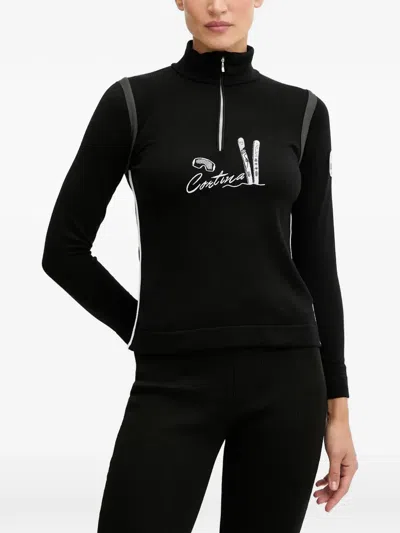 Newland Embroidered Long-sleeve Top In Black