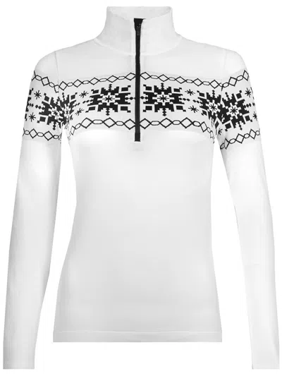 Newland Fair Isle-pattern Half-zip Top In White