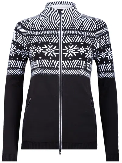 Newland Fitted Long-sleeved Zip-up Jacket With Geometric Pattern In Black