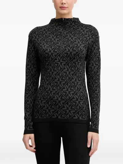 Newland Geometric-pattern Zip-fastening Sweatshirt In Black