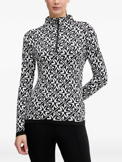 Newland Geometric-print Zip Top In Black
