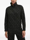 Newland Pattern Zip Sweater In Black
