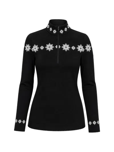 Newland Snowflake-intarsia Half-zip Sweater In Black
