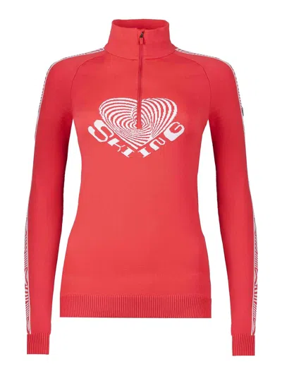 Newland Intarsia-knit Ski Top In Rojo