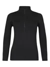 Newland Textured Zip-neck Top In Black