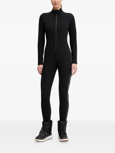 Newland Zip Leopard Jumpsuit In Black