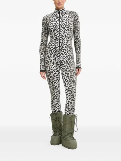 Newland Zip Leopard-print Jumpsuit In Black