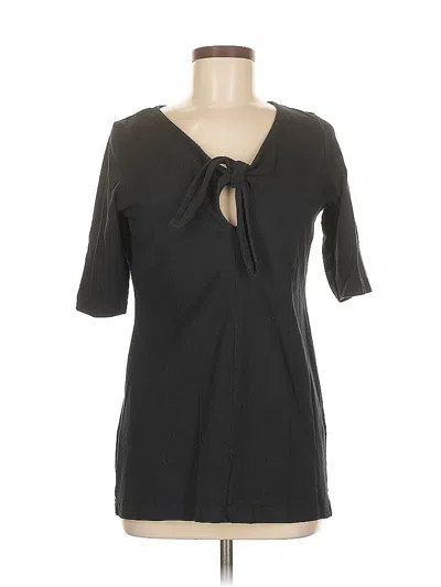 Pre-owned Newport News Short Sleeve Top Black Keyhole Neckline Tops