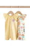 Next 2-pack Assorted Frill Cotton Rompers In Yellow