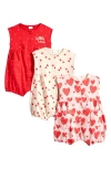 Next 3-pack Cotton Heart Rompers In Red