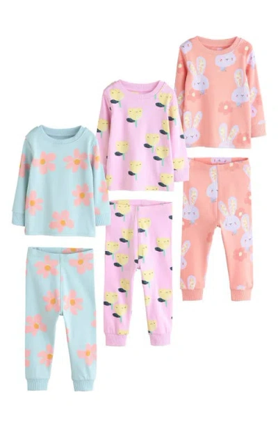 Next Kids'  3-pack Assorted Bunny Fitted Two-piece Stretch Cotton Pajamas In Multi