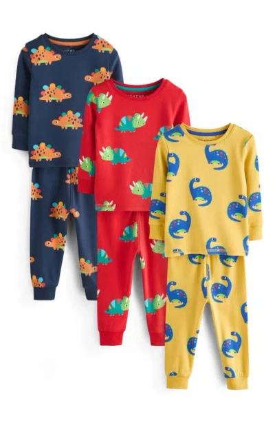 Next Babies'  3-pack Assorted Dino Fitted Two-piece Stretch Cotton Pajamas In Multi